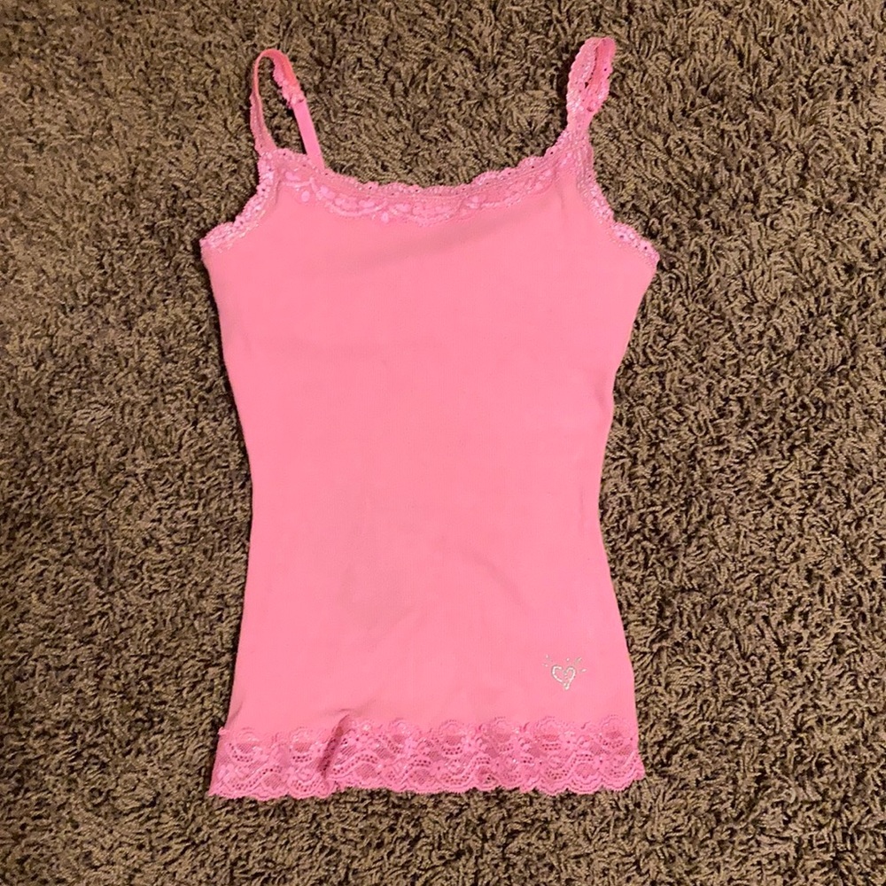 Pink lace tank top size 8